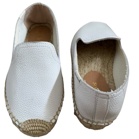 Soludos Upper White Leather Espadrilles Size 6 - Picture 8 of 11